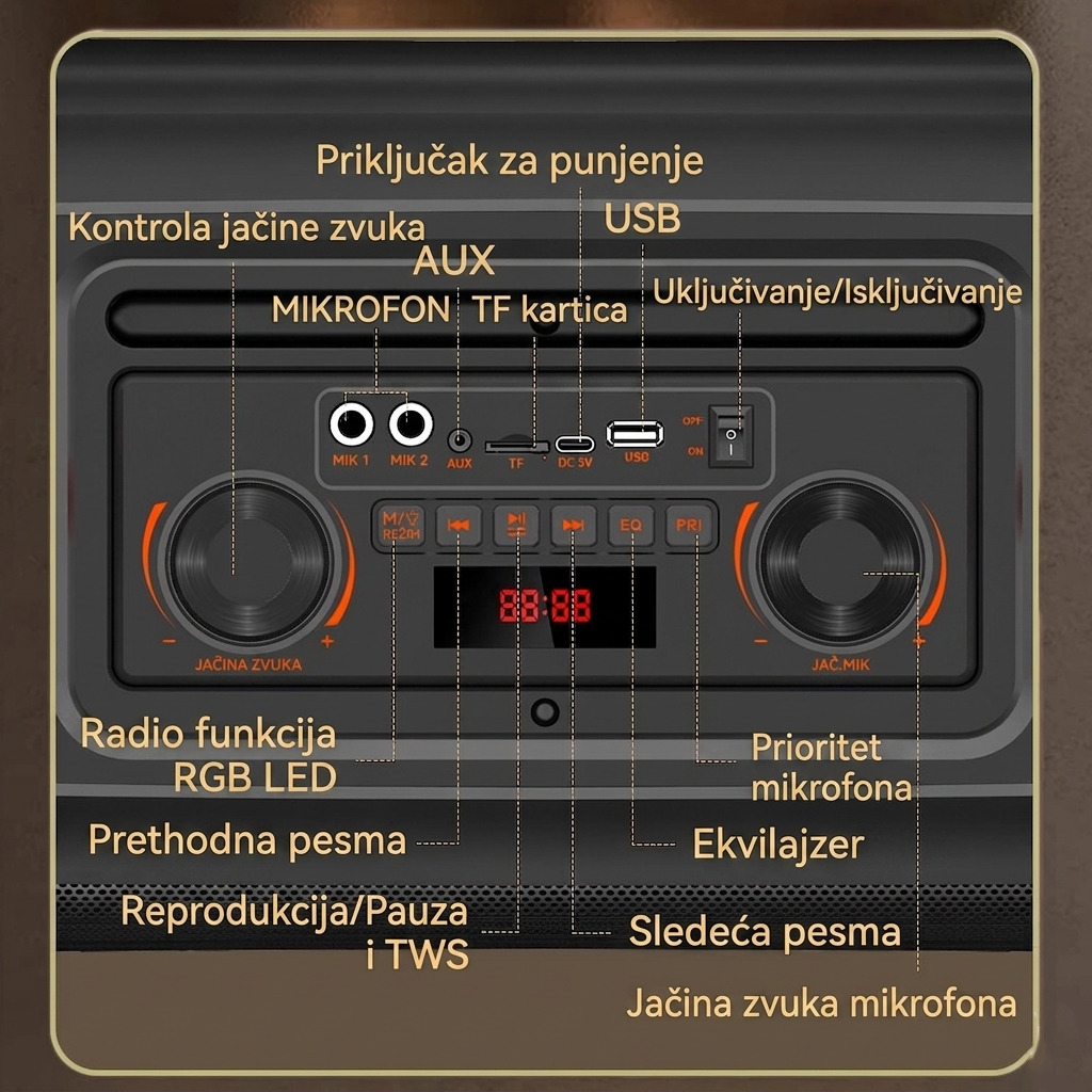 Karaoke Bluetooth Zvučnik ZQS-L17, 40W - Slika 5