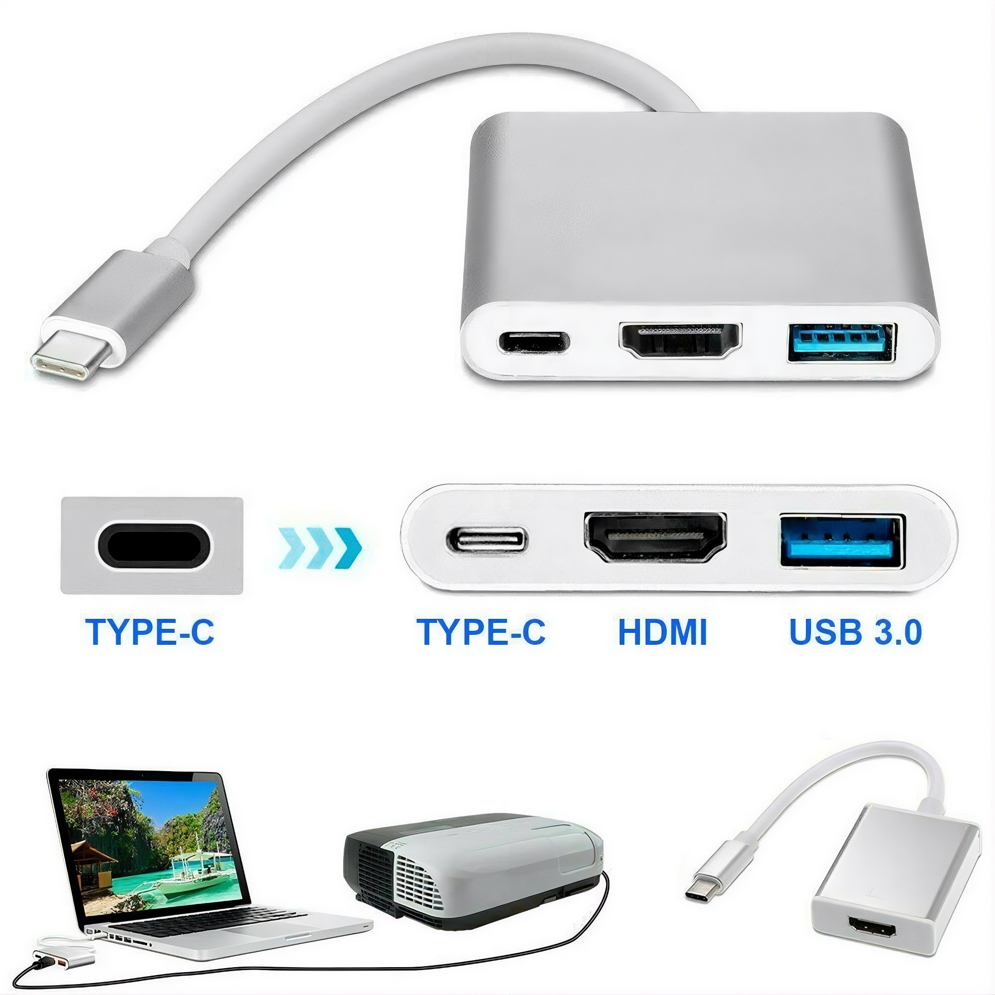 3u1 USB Hub – HDMI, USB 3.0 i Type-C