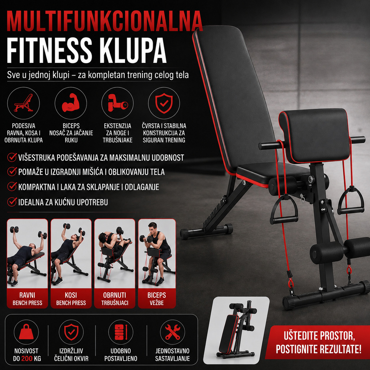 Višenamenska Fitness Klupa 6u1