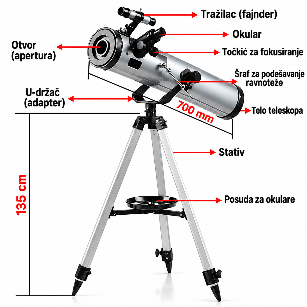 Astronomski Teleskop F70076 - Slika 3